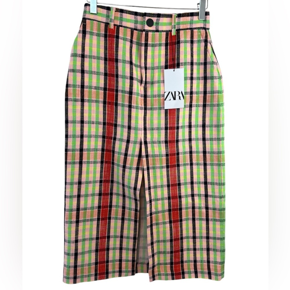 Zara Multicolor Plaid Midi Skirt medium - Picture 5 of 11